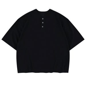 Áo Henley Nam Dáng Rộng Cổ Nút Dáng Rộng